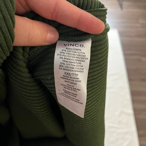 Vince Green Off Shoulder Twist Front Knit Midi Dress Wmns XXS Preppy Event - Picture 7 of 8